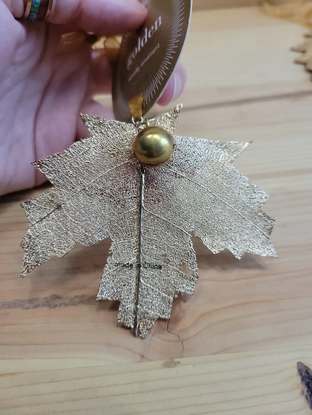 Martha Stewart 5 Oak Leaf Gold & 3 Bronze Aspen Leaf  ORNAMENT Christmas Hoilday